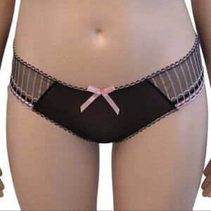 Freya Arabella Sheer Mesh Brief Panty Black Pink Low Rise Moderate Coverage M
